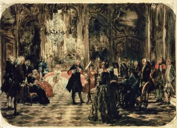 Skiss till flöjtkonserten, 1852 (penna och bläck och wc på papper)